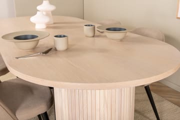Biana Spisegruppe 200 cm Oval inkl. 4 Velvets Stoler - Beige/Svart - Møbler - Bord - Spisegruppe