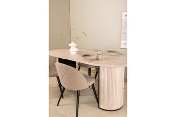 Biana Spisegruppe 200 cm Oval inkl. 4 Velvets Stoler - Beige/Svart - Møbler - Bord - Spisegruppe