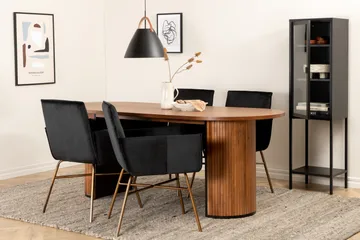 Biana Spisegruppe 200 cm Oval inkl. 4 Pipi Stoler - Valnøttbrun/Svart/Kopper - Møbler - Bord - Spisegruppe