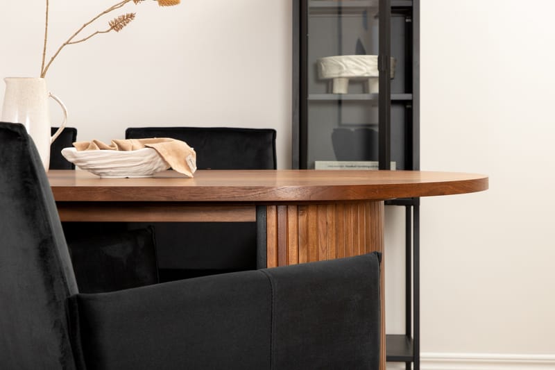Biana Spisegruppe 200 cm Oval inkl. 4 Pipi Stoler - Valnøttbrun/Svart/Kopper - Møbler - Bord - Spisegruppe