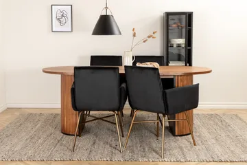 Biana Spisegruppe 200 cm Oval inkl. 4 Pipi Stoler - Valnøttbrun/Svart/Kopper - Møbler - Bord - Spisegruppe