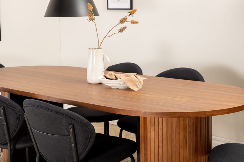 Biana Spisegruppe 200 cm Oval inkl. 6 Moncoll Stoler - Valnøtt/Svart - Møbler - Bord - Spisegruppe