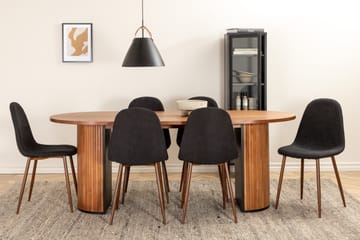 Biana Spisegruppe 200 cm Oval inkl. 6 Pontus Stoler - Valnøttbrun/Svart - Møbler - Bord - Spisegruppe