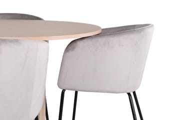 Bianca Matgruppe 110 cm Rund med 4 Berit stoler - Whitewash/Grå - Møbler - Bord - Spisegruppe