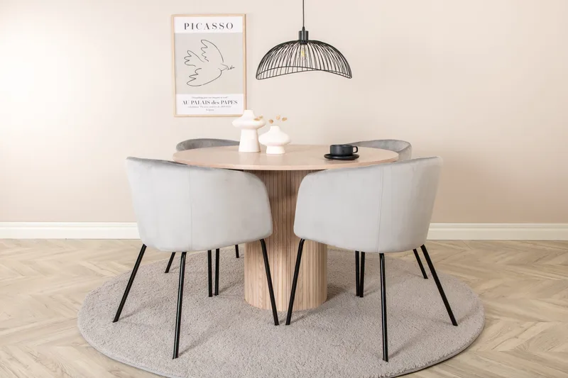 Bianca Rundt Spisebord med 4stk Berit Spisestol