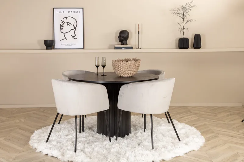 Bianca Rundt Spisebord med 4stk Berit Spisestol