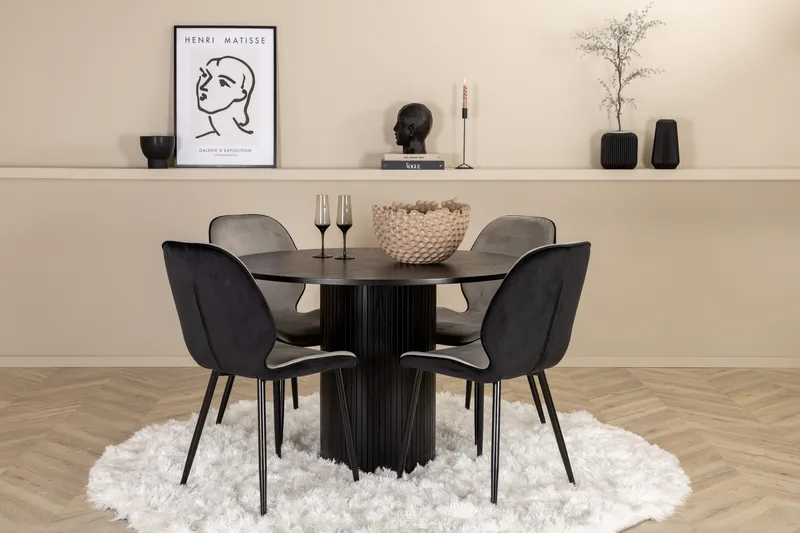 Bianca Rundt Spisebord med 4stk Emma Spisestol