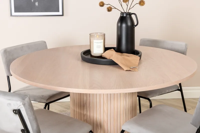 Bianca Rundt Spisebord med 4stk Kenth Spisestol - Møbler - Bord - Spisegruppe