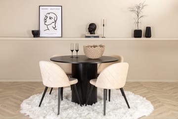 Bianca Rundt Spisebord med 4stk Velvet Spisestol - Møbler - Bord - Spisegruppe