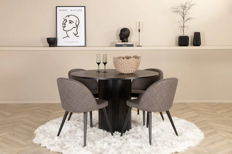 Bianca Rundt Spisebord med 4stk Velvet Spisestol