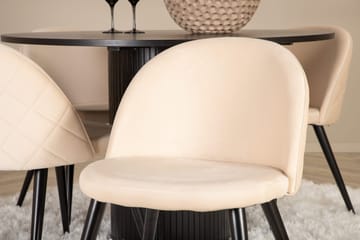 Bianca Rundt Spisebord med 4stk Velvet Spisestol - Møbler - Bord - Spisegruppe