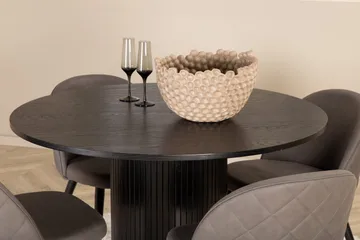 Bianca Rundt Spisebord med 4stk Velvet Spisestol - Møbler - Bord - Spisegruppe