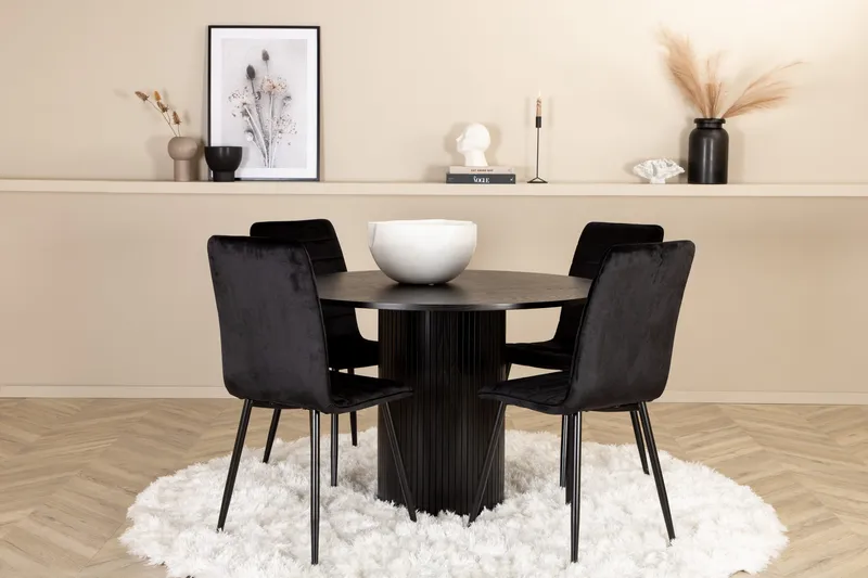 Bianca Rundt Spisebord med 4stk Windu Lyx Spisestol