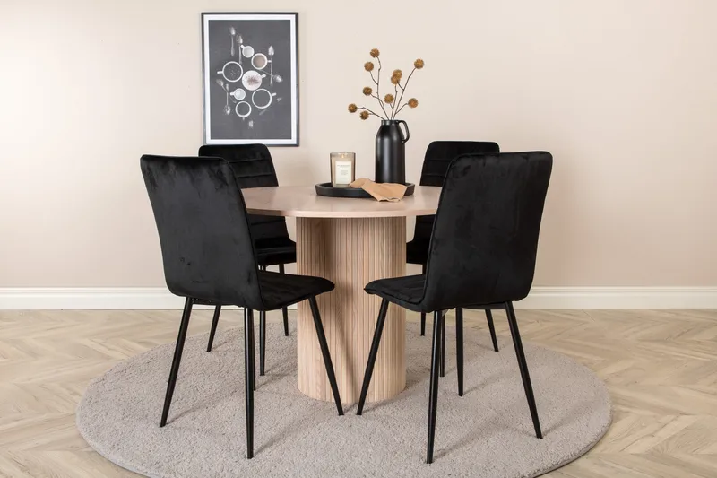 Bianca Rundt Spisebord med 4stk Windu Lyx Spisestol