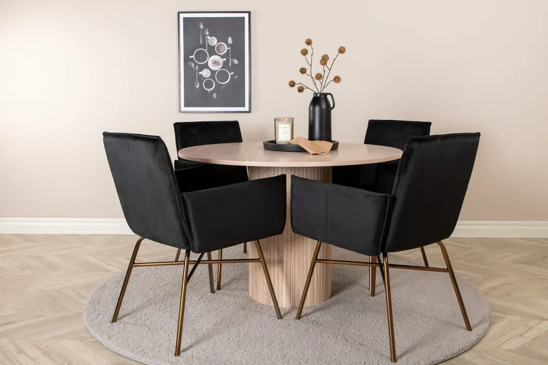 Bianca Rundt Spisebord med 4stk Pippi Spisestol