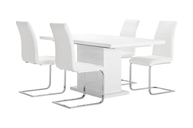 Bord 180 Griffith Hvit + 4 Emån Stoler Hvit - Hvit - Møbler - Bord - Spisegruppe