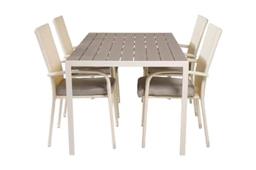 Buitepos Spisegruppe + 4 Ariamab Karmstoler - Polywood/Hvit - Møbler - Bord - Spisegruppe