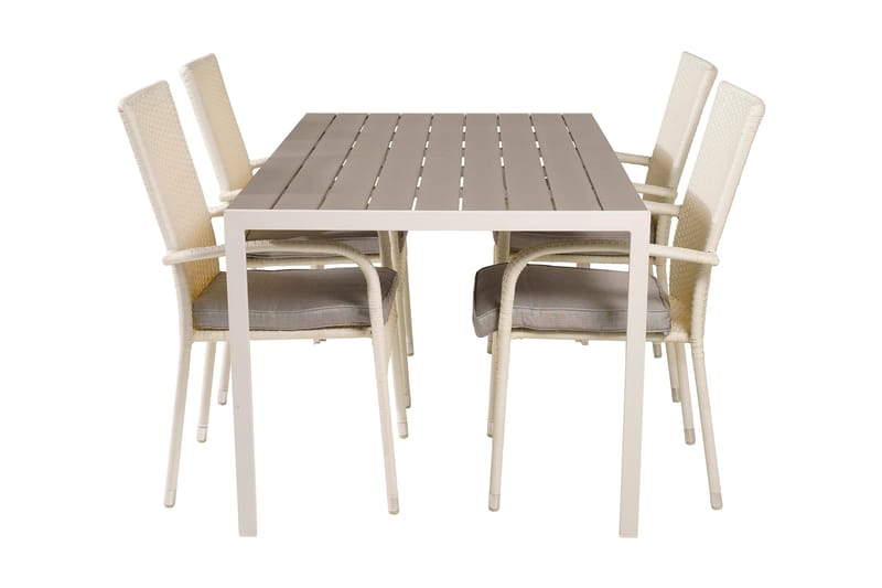 Buitepos Spisegruppe + 4 Ariamab Karmstoler - Polywood/Hvit - Møbler - Bord - Spisegruppe