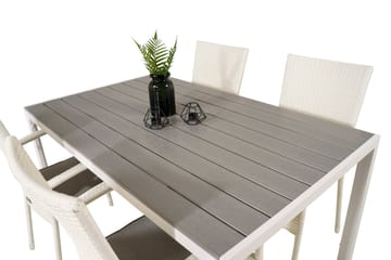 Buitepos Spisegruppe + 4 Ariamab Karmstoler - Polywood/Hvit - Møbler - Bord - Spisegruppe