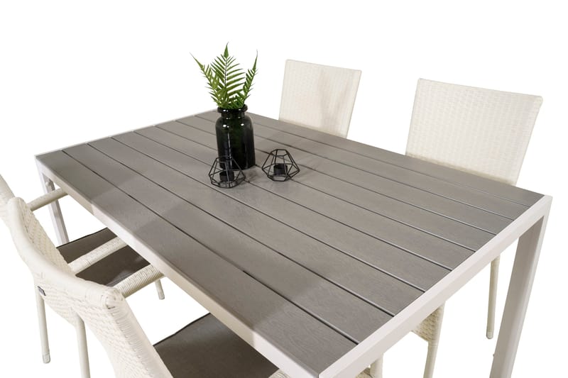 Buitepos Spisegruppe + 4 Ariamab Karmstoler - Polywood/Hvit - Møbler - Bord - Spisegruppe