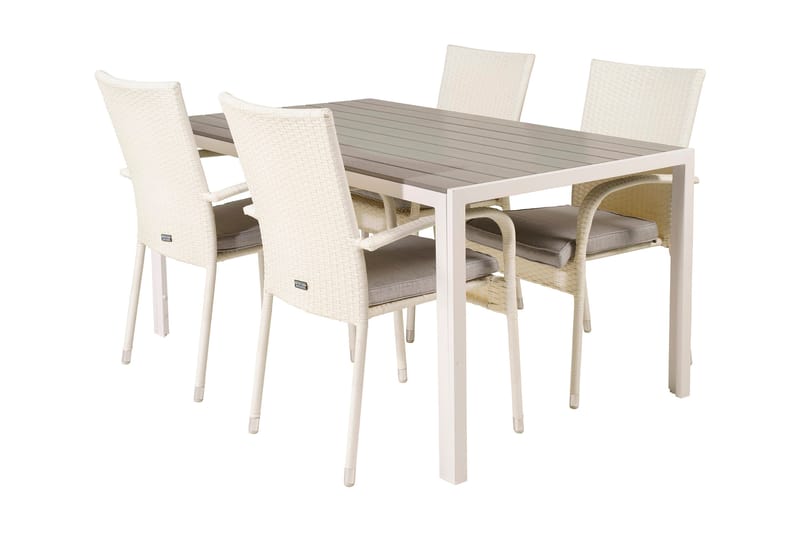 Buitepos Spisegruppe + 4 Ariamab Karmstoler, Polywood/Hvit