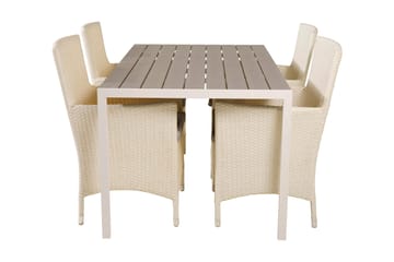 Buitepos Spisegruppe + 4 Kalkfeld Karmstoler - Polywood/Hvit - Møbler - Bord - Spisegruppe