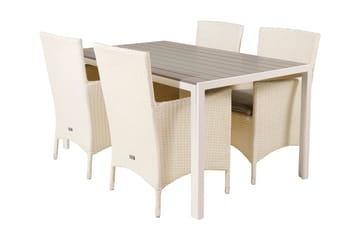 Buitepos Spisegruppe + 4 Kalkfeld Karmstoler - Polywood/Hvit - Møbler - Bord - Spisegruppe