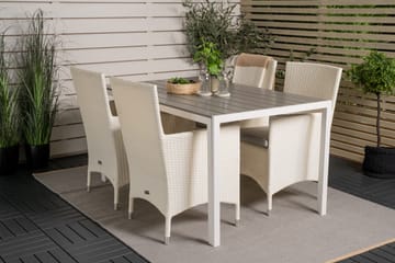 Buitepos Spisegruppe + 4 Kalkfeld Karmstoler - Polywood/Hvit - Møbler - Bord - Spisegruppe