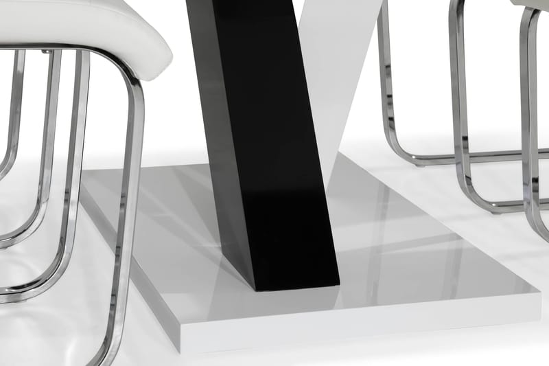 Cesi Spisegruppe 140 cm med 4 Cibus Stol - Hvit/Svart/Svart PU/Krom - Møbler - Bord - Spisegruppe