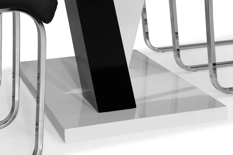 Cesi Spisegruppe 140 cm med 4 Cibus Stol - Hvit/Svart/Svart PU/Krom - Møbler - Bord - Spisegruppe