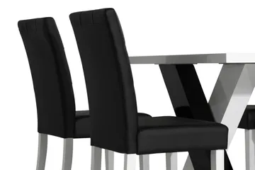 Cesi Spisegruppe 140 cm med 4 Viktor Stol - Hvit/Svart/Svart PU - Møbler - Bord - Spisegruppe