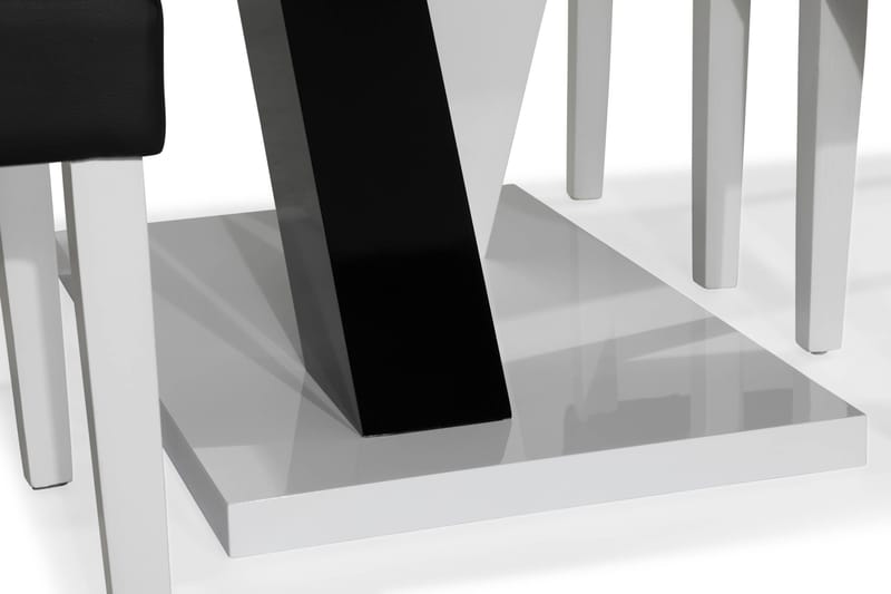 Cesi Spisegruppe 140 cm med 4 Viktor Stol - Hvit/Svart/Svart PU - Møbler - Bord - Spisegruppe