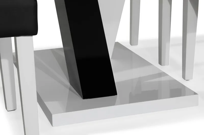 Cesi Spisegruppe 140 cm med 4 Viktor Stol - Hvit/Svart/Svart PU - Møbler - Bord - Spisegruppe