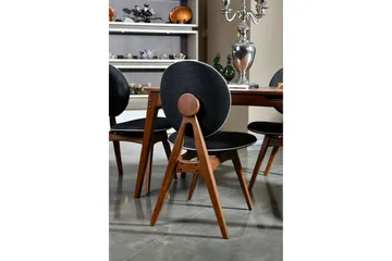 Charbel Spisegruppe 160 cm med 4 Spisestoler - Valnøtt/Antrasitt - Møbler - Bord - Spisegruppe