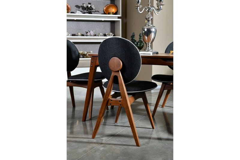 Charbel Spisegruppe 160 cm med 4 Spisestoler - Valnøtt/Antrasitt - Møbler - Bord - Spisegruppe