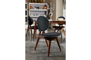 Charbel Spisegruppe 160 cm med 4 Spisestoler - Valnøtt/Antrasitt - Møbler - Bord - Spisegruppe