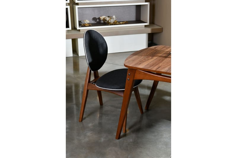 Charbel Spisegruppe 160 cm med 4 Spisestoler - Valnøtt/Antrasitt - Møbler - Bord - Spisegruppe