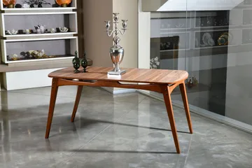 Charbel Spisegruppe 160 cm med 4 Spisestoler - Valnøtt/Krem - Møbler - Bord - Spisegruppe