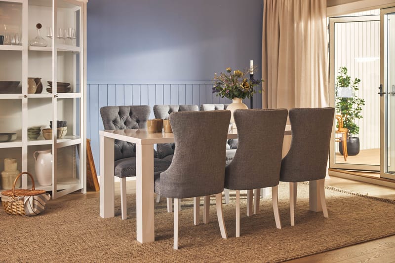 Cibus Spisegruppe 180 cm inkl. 6 Bergviken Stoler - Hvit - Møbler - Bord - Spisegruppe