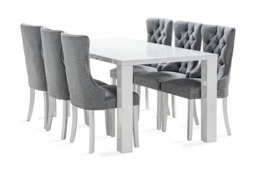 Cibus Spisegruppe 180 cm inkl. 6 Bergviken Stoler - Hvit - Møbler - Bord - Spisegruppe