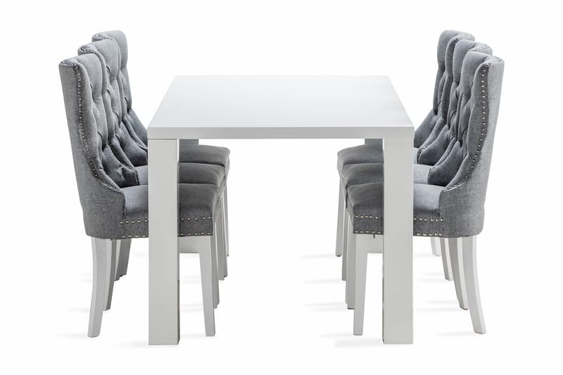 Cibus Spisegruppe 180 cm inkl. 6 Bergviken Stoler - Hvit - Møbler - Bord - Spisegruppe