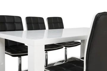 Cibus Spisegruppe med 6 Frida Stoler - Hvit/Sort - Møbler - Bord - Spisegruppe