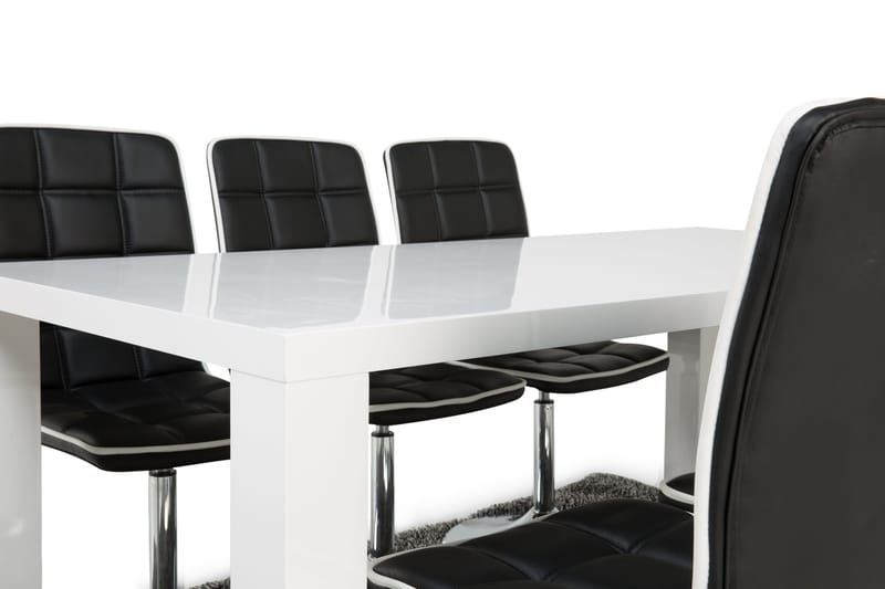 Cibus Spisegruppe med 6 Frida Stoler - Hvit/Sort - Møbler - Bord - Spisegruppe