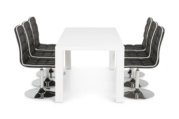 Cibus Spisegruppe med 6 Frida Stoler - Hvit/Sort - Møbler - Bord - Spisegruppe