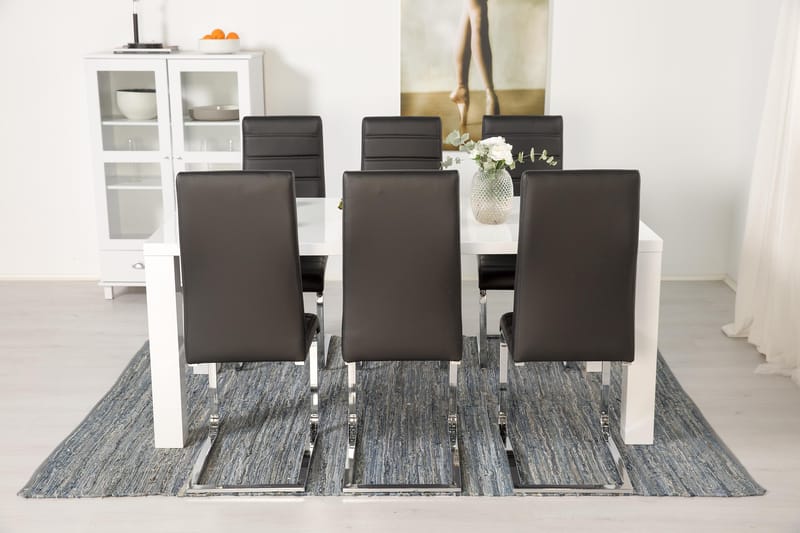 Cibus Spisegruppe med 6 Stoler - Hvit/Svart - Møbler - Bord - Spisegruppe