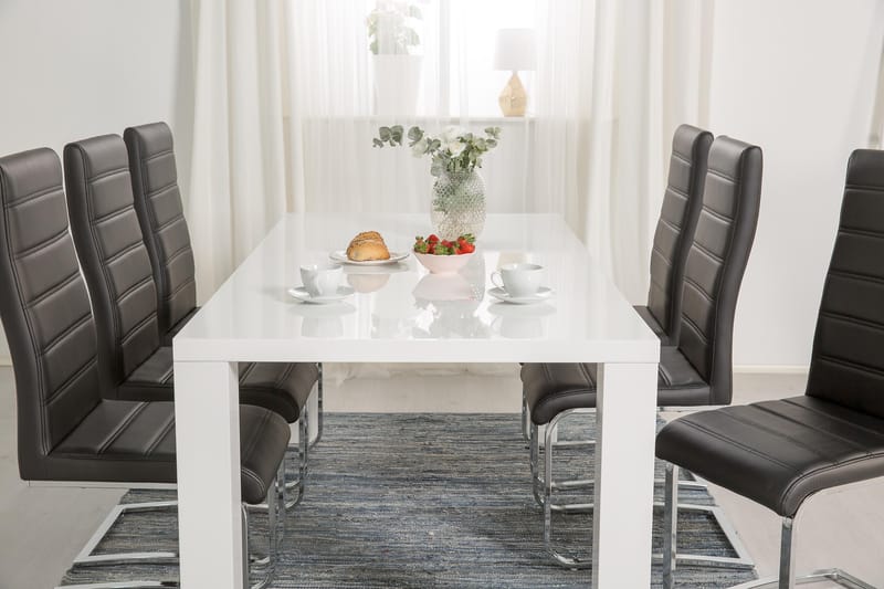 Cibus Spisegruppe med 6 Stoler - Hvit/Svart - Møbler - Bord - Spisegruppe