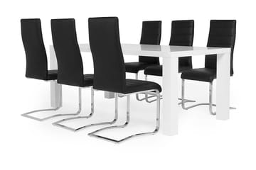 Cibus Spisegruppe med 6 Stoler - Hvit/Svart - Møbler - Bord - Spisegruppe