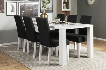 Cibus Spisegruppe med 6 Viktor Stoler - Hvit/Mørkegrå - Møbler - Bord - Spisegruppe