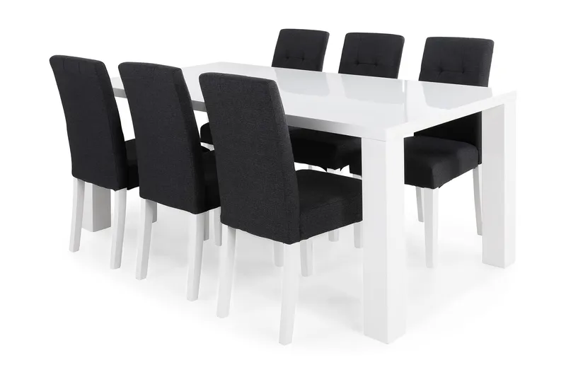 Cibus Spisegruppe med 6 Viktor Stoler, Hvit/Mørkegrå