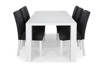 Cibus Spisegruppe med 6 Viktor Stoler - Hvit/Mørkegrå - Møbler - Bord - Spisegruppe